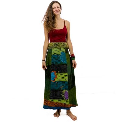 Długa haftowana spódnica w stylu etno Ipsa Hijau | M, L