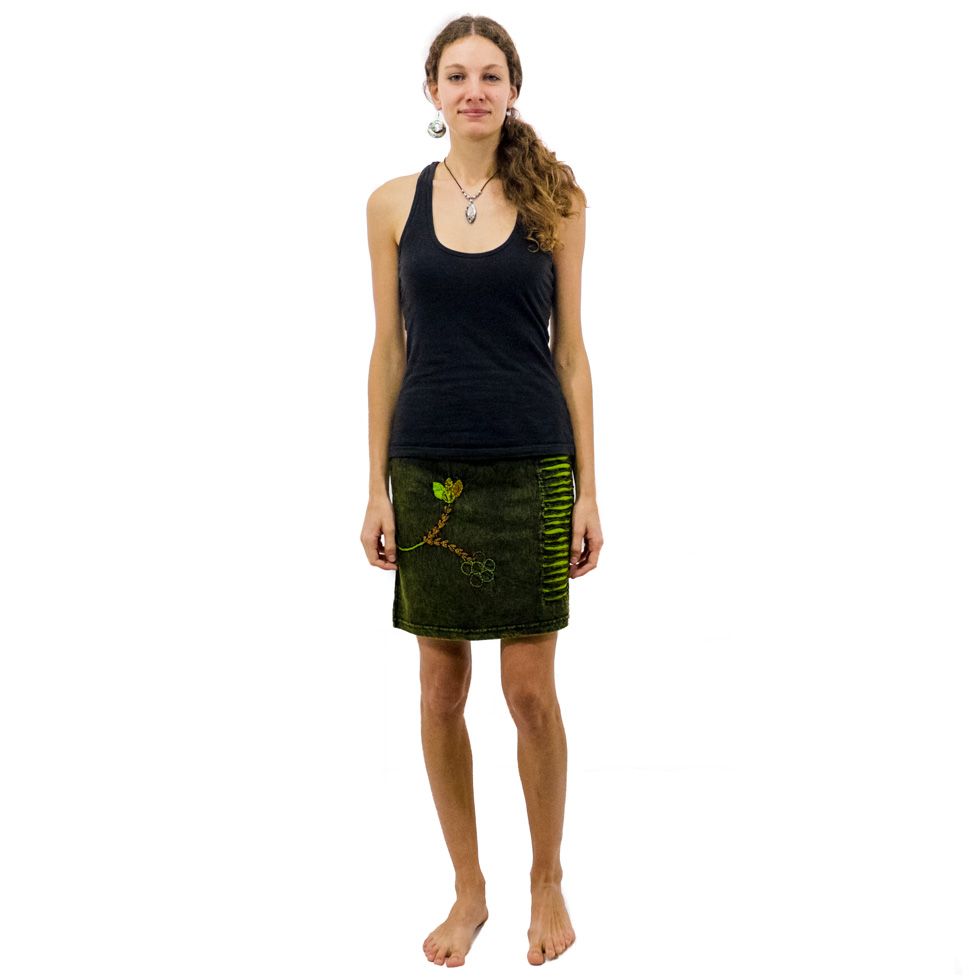 Spódnica mini w stylu etnicznym Jagatee Hijau Nepal