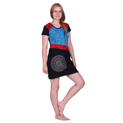 Sukienka etniczna z nadrukiem i haftem Nagarjun Mandala | S, L, XL, XXL