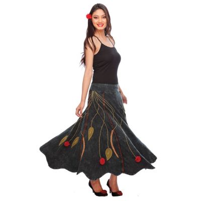 Długa hippie spódnica z haftem Gandhali | S, M, L, XL