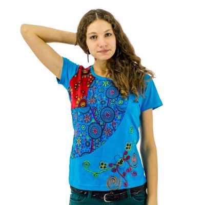 Damska koszulka etniczna z krótkim rękawem Nagarjun Samudra | S, M, L, XL, XXL