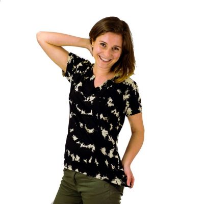 T-shirt damski z krótkim rękawem Benita w kolorze czarnym Nepal