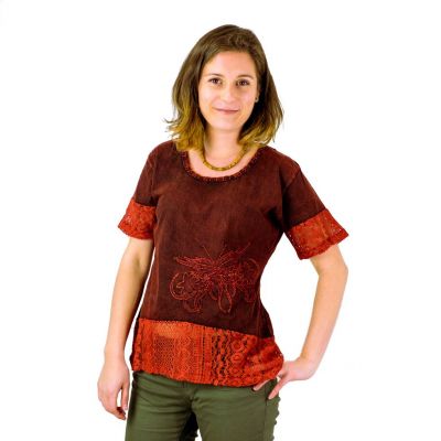 Damska koszulka etno z krótkim rękawem Sudha Mawar | S - OSTATNIA SZTUKA!, M, L, XL, XXL
