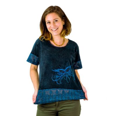 Koszulka damska etno z krótkim rękawem Sudha Pirus | S, M, L, XL