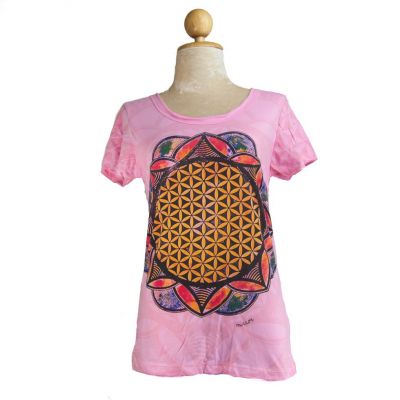 Damska koszulka Mirror z krótkim rękawem Flower of Life Pink | XL - OSTATNIA SZTUKA!