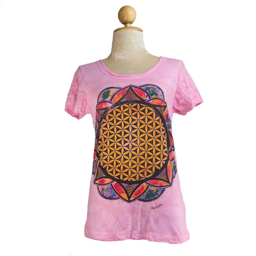 Damska koszulka Mirror z krótkim rękawem Flower of Life Pink Thailand