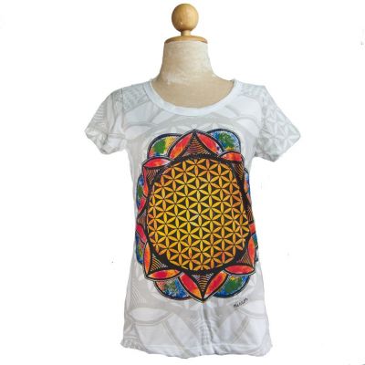 Damska koszulka Mirror z krótkim rękawem Flower of Life White | S - OSTATNIA SZTUKA!, M, XL