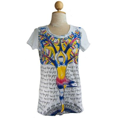 Damska koszulka Mirror z krótkim rękawem Tree of life Yoga White | M - OSTATNIA SZTUKA!, XL