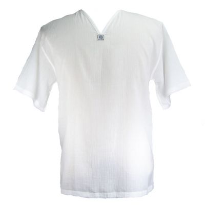 Kurta Lamon White - męska koszula z krótkim rękawem | M, L, XL, XXL, XXXL