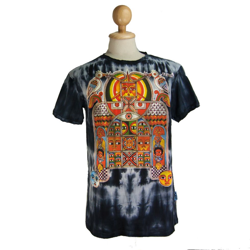 Męska koszulka batikowa Sure Aztec Day&Night Black Thailand