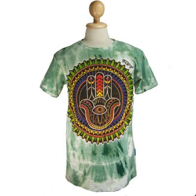 Męska koszulka etno batikowa Sure Hand of Fatima Green | M, XL, XXL