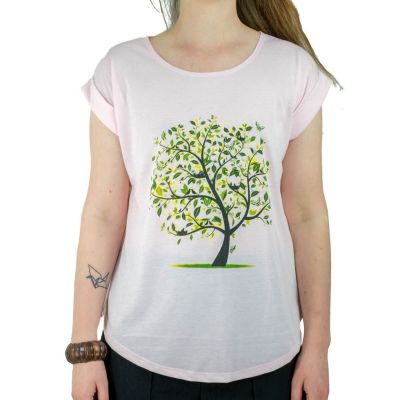 Damska koszulka z krótkim rękawem Darika Meadow Tree Różowa Thailand