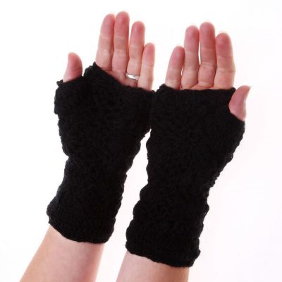 Wełniane rękawiczki bez palców Bardia Black Nepal