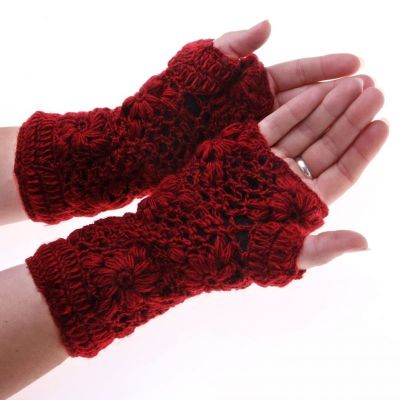 Wełniane rękawiczki bez palców Bardia Crimson Nepal