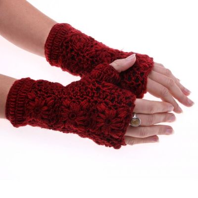 Wełniane rękawiczki bez palców Bardia Crimson