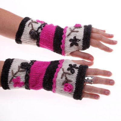 Wełniane rękawiczki bez palców Dhaulagiri Rose | Kolor bordowy - OSTATNIA SZTUKA!