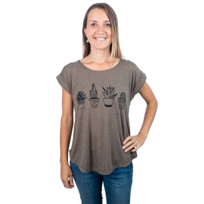 T-shirt damski z krótkim rękawem Darika Cacti Brązowawy | S/M 