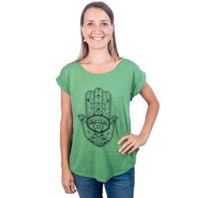 Damska koszulka Darika Hamsa Green z krótkim rękawem | NA NIEJ