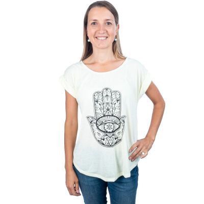 Damska koszulka z krótkim rękawem Darika Hamsa Żółtawa | S/M, L/XL