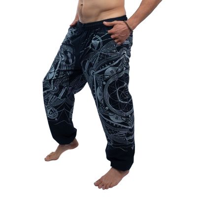 Męskie spodnie etno / hippis z nadrukiem czarne Jantur Hitam Nepal