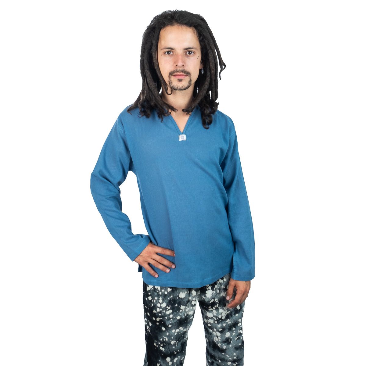 Kurta Abiral Blue - męska koszula z długimi rękawami Thailand