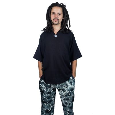 Kurta Lamon Black - męska koszula z krótkim rękawem | S, M , L, XL, XXL, XXXL