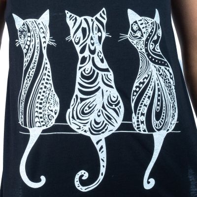 Damska koszulka bez rękawów Darika Cats Black Thailand