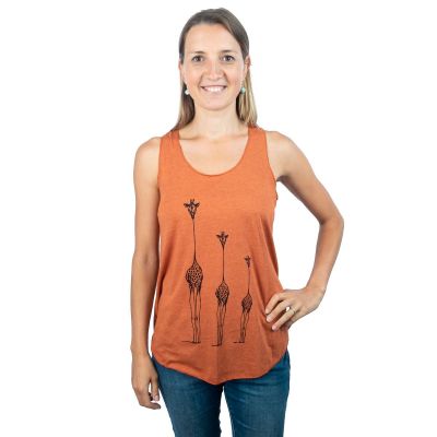 Damska koszulka bez rękawów Darika Giraffe Family Orange | S/M - OSTATNIA SZTUKA!, L/XL