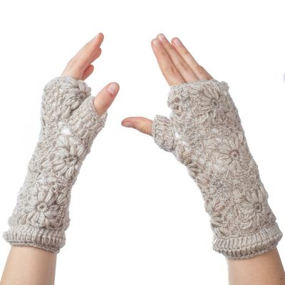 Wełniane rękawiczki bez palców Bardia Cream | komplet czapka i rękawiczki bezpalcowe, rękawiczki bezpalcowe
