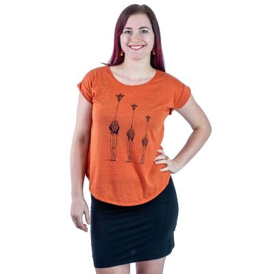 Damska koszulka z krótkim rękawem Darika Giraffe Family Orange | S/M, L/XL