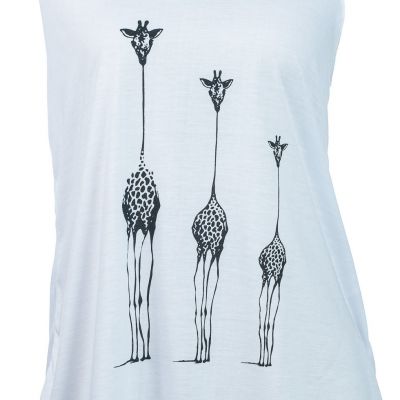 Damska koszulka bez rękawów biała Darika Giraffe Family White Thailand