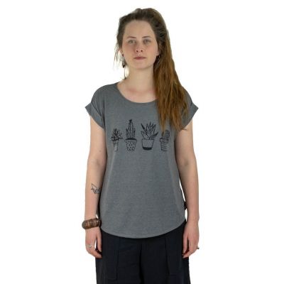 Damska koszulka z krótkim rękawem Darika Cacti Dark Grey Thailand