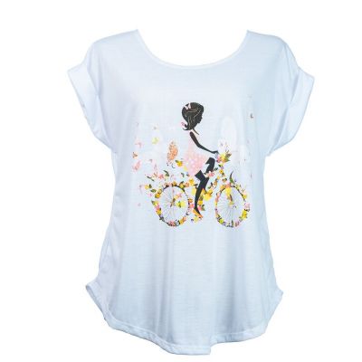 Damska koszulka z krótkim rękawem Darika Fragrant Bike White | S/M, L/XL