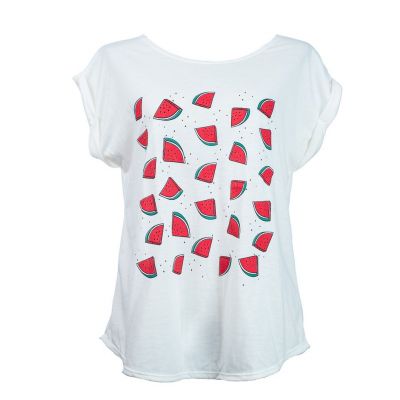 Damska koszulka z krótkim rękawem Darika Watermelons Biała | S/M