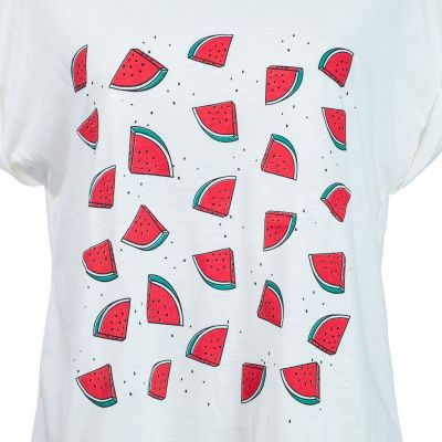 Damska koszulka z krótkim rękawem Darika Watermelons Biała Thailand