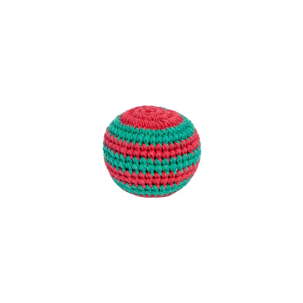 Szydełkowa piłka hakisák - zielono-czerwona Nepal