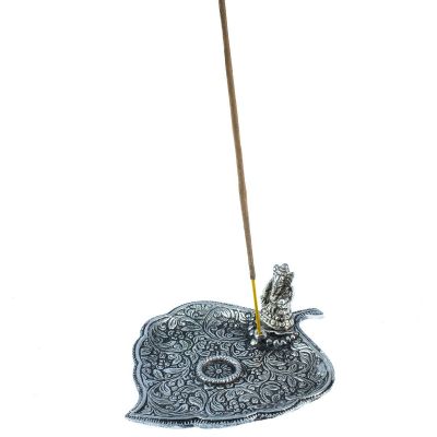 Metalowy stojak na kadzidełka Liść z Ganeshą