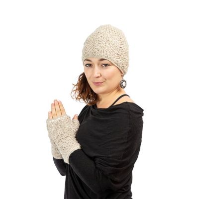 Wełniane rękawiczki bez palców Bardia Cream Nepal