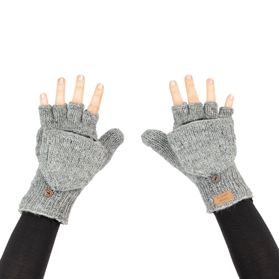 Wełniane rękawiczki składane Butwal Medium Grey Nepal