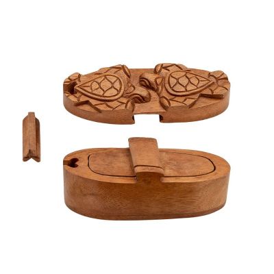 Drewniane pudełko na biżuterię Dwa żółwie Indonesia