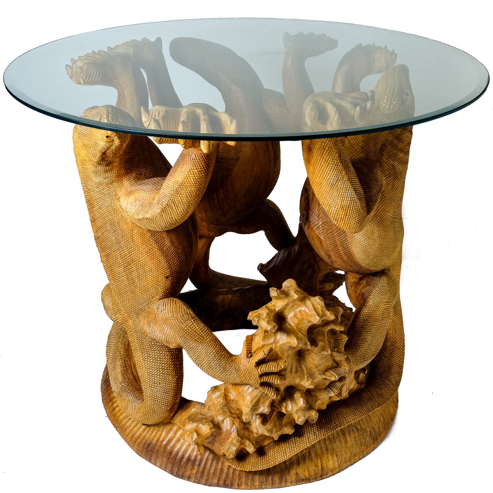 Ręcznie rzeźbiony drewniany stół Varani Indonesia