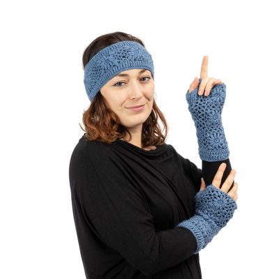 Wełniane rękawiczki bez palców Bardia Blue Nepal