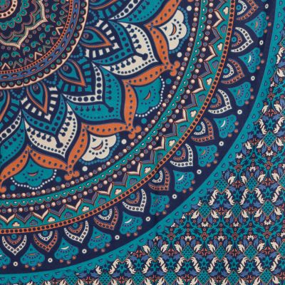 Bawełniana narzuta Mandala lotosowa – niebieski India