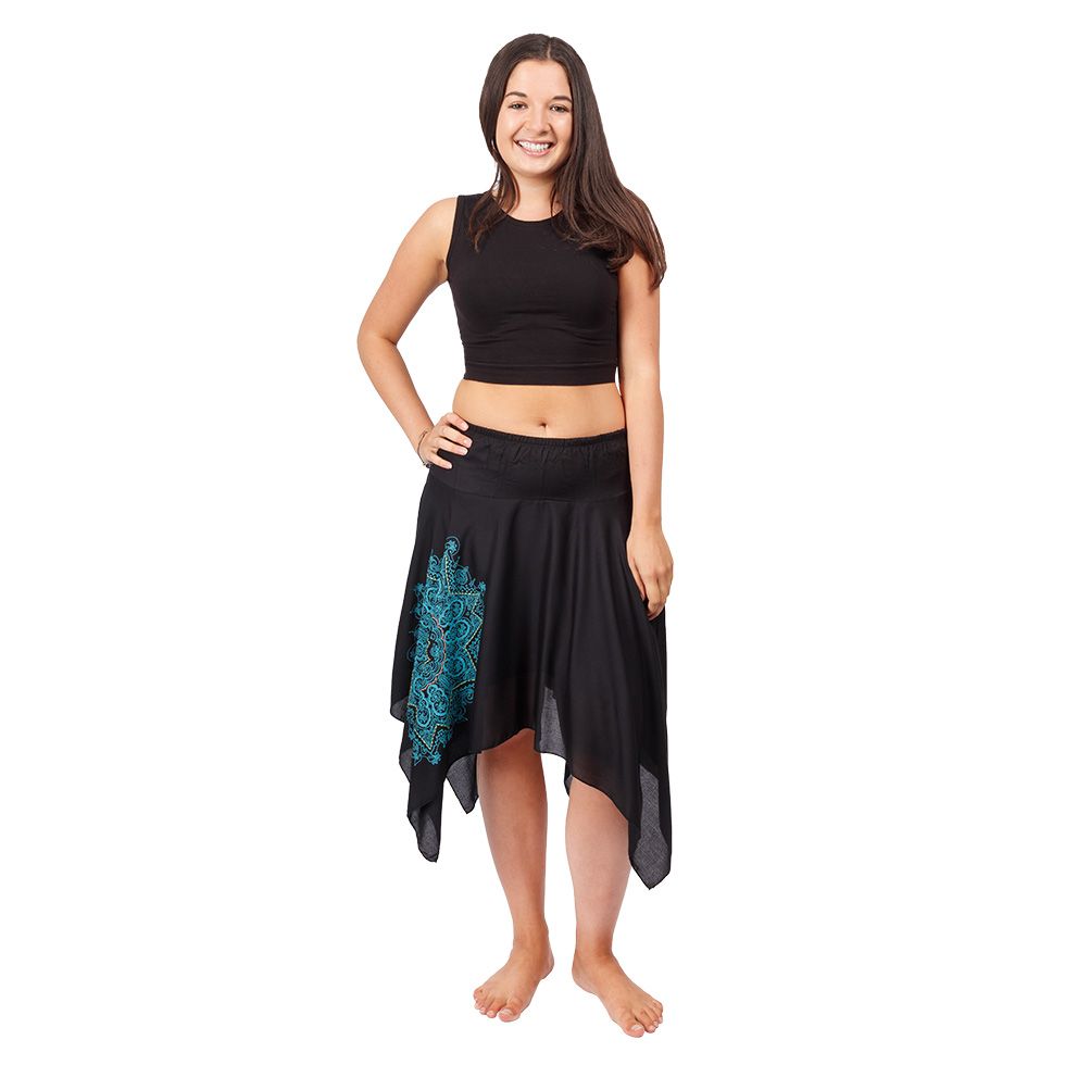 Spódnica w szpic etno czarna z elastyczną talią Tasnim Black Nepal