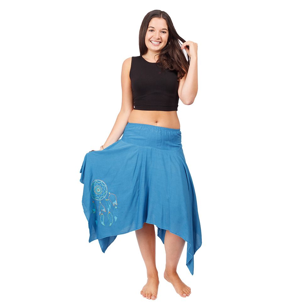 Spódnica w szpic etniczna z elastyczną talią Tasnim Blue Nepal