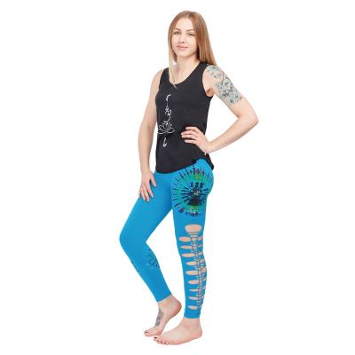 Batikowe legginsy z rozcięciami Katuru Blue | S/M, L/XL