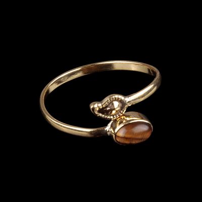 Pierścień z mosiądzu Laurentia | tygrysie oko, onyks, kamień księżycowy