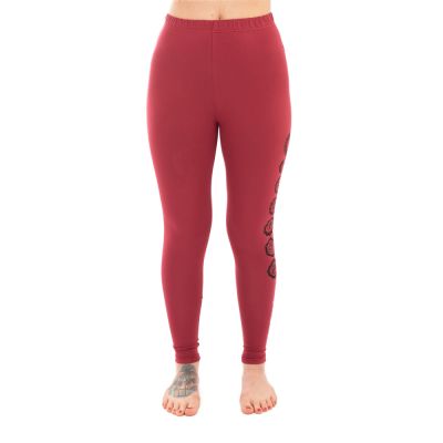 Bawełniana odzież do jogi Podwójne Dordże i Czakry – czerwona - - komplet top + legginsy S/M Nepal