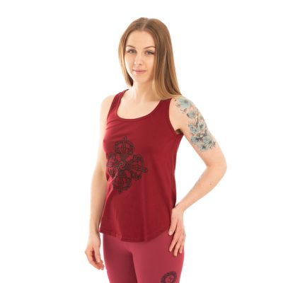 Bawełniana odzież do jogi Podwójne Dordże i Czakry – czerwona - - komplet top + legginsy L/XL Nepal
