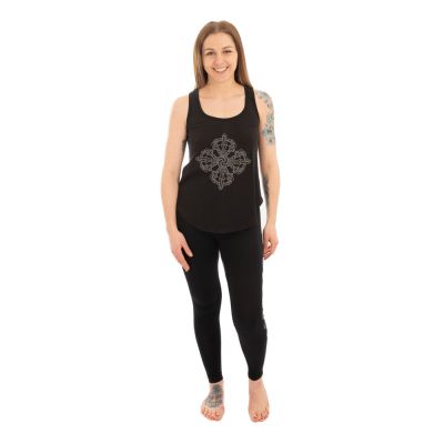 Bawełniana odzież do jogi Podwójne Dordże i Czakry – czarna - - komplet top + legginsy L/XL Nepal